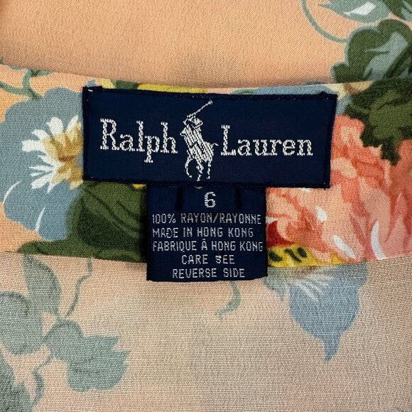 Vintage Ralph Lauren Peach Floral Button Front Maxi Dress 90s Y2K - Picture 4 of 7